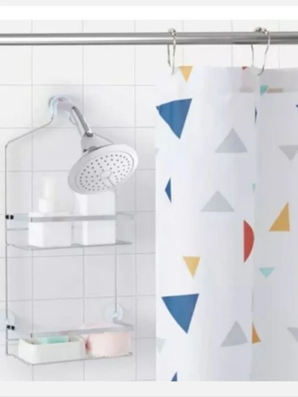 15pc Boho Triangle Shower Curtain Bundle Set Blue - Jade + Oake